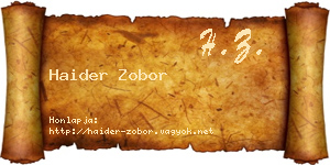 Haider Zobor névjegykártya